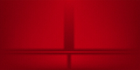 Red empty studio room. Limbo maroon dark background. Abstract 3d backdrop for product presentation. Minimal wall scene. Showcase promotion display. © Ramat