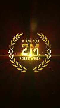 Thank You 2M Followers Golden Lettering Text Animation.