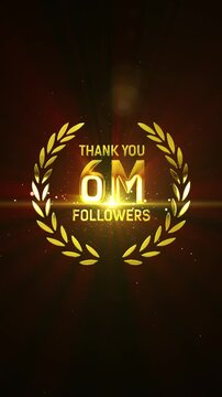Thank You 6M Followers Golden Lettering Text Animation.