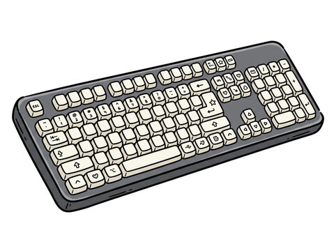 Computer keyboard illustration. Isolated digital input device for office and gaming setup.