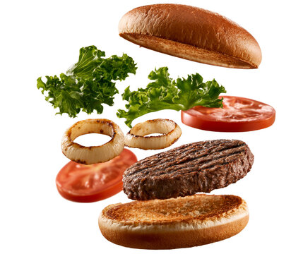 Exploded Hamburger with Separated Layers