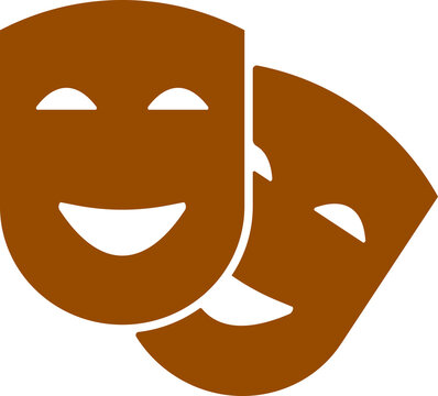 Brown Theatre Mask Icon Set Comedy Tragedy Masquerade Vector Icons Transparent PNG