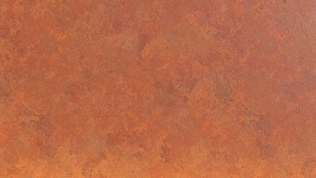 3D Rendering of Corten Steel Rusted Metal Background Solid Orange Rust Iron Plate Texture