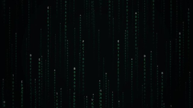 Digital Matrix Code Rain Green Background