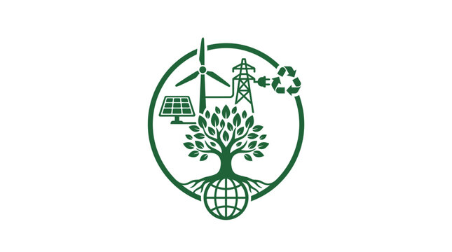 Green energy and sustainable environment conceptual logo design.