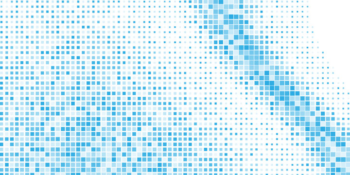 Blue Pixel Mosaic Background - Abstract Digital Grid Pattern With Modern Technology Texture