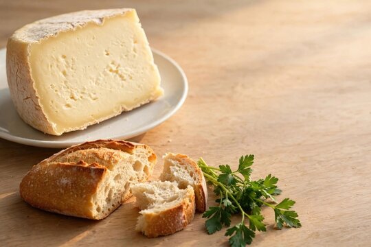 Fresh Cheese with Bread and Parsley
