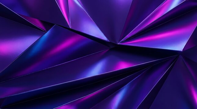 Abstract dark background with glowing purple and blue geometric triangle shapes