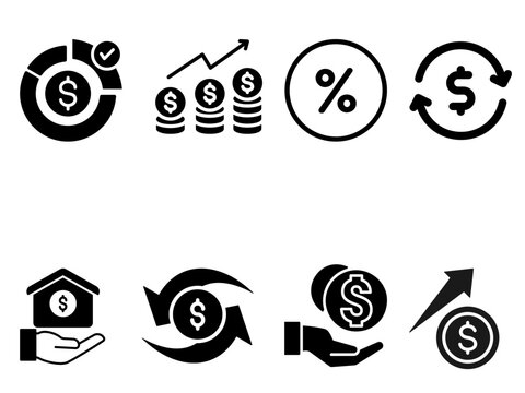Set of Black Folder Icons for File Storage, Management, and Document Organization