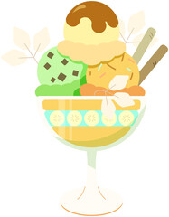  Deluxe Banana Ice Cream Parfait Vector Illustration  © Viathan