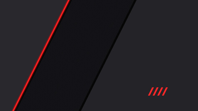 Sleek gaming technology background with textured diagonal band glowing neon red accent line and slanted red stripes on dark charcoal backdrop