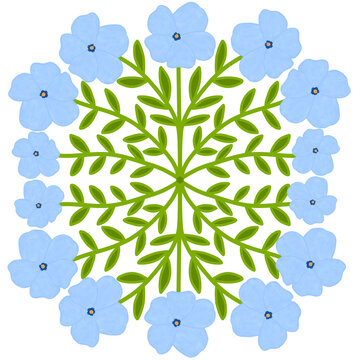 Blue Seamless Flowers And Leaves
