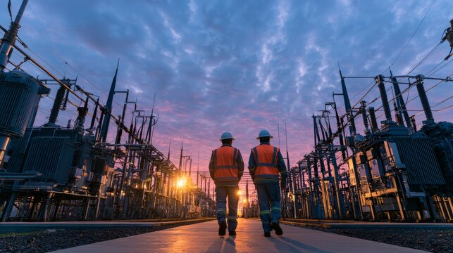 Electric Grid Transformer Station Wide View