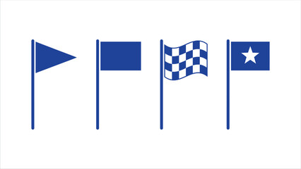 Fototapeta premium Racing Flags Collection Flat Blue Icons On A White Background For Motorsports Illustration flag