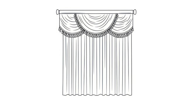 Curtain with decorative swag valance.