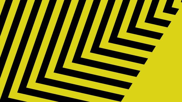 black and yellow hazard safety warning barrier markings scrolling across the screen.  4K animated construction, work safety or automotive themed  motion background