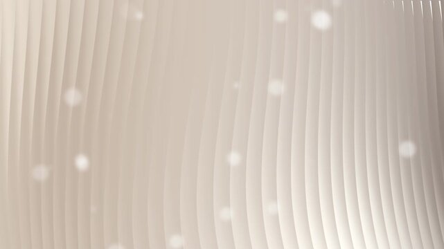 Vertical wavy beige textured wall panels light bokeh effects abstract pattern background.