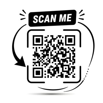 Scan Me QR Code Icon with Smartphone Scanning Frame for Contactless Payment, Digital Menu and Mobile App Technology. 