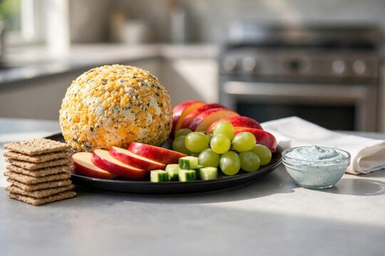 Cheese Ball Appetizer Platter with Fresh Fruit