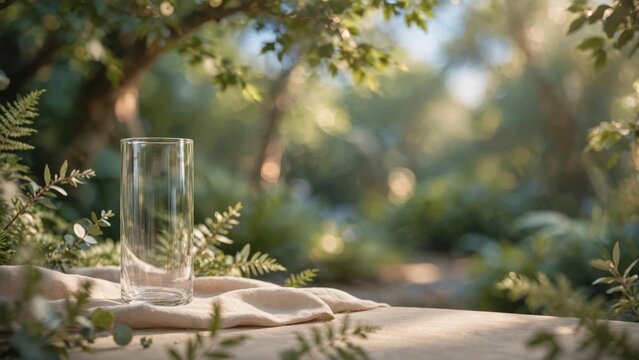 Clear Glass Tumbler on Natural Outdoor Table