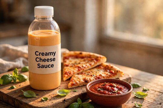 Creamy Cheese Sauce with Pizza Slices