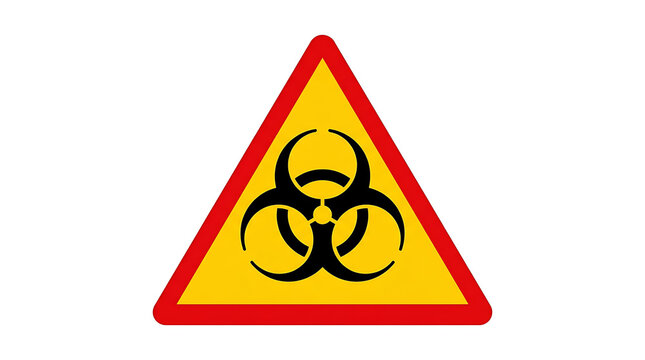 A standard yellow triangular biohazard warning sign indicating biological danger or infectious materials.