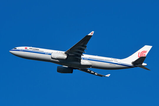 Air China Airbus A330-300 (B-5906) passenger plane climbing after takeoff at Narita International Airport