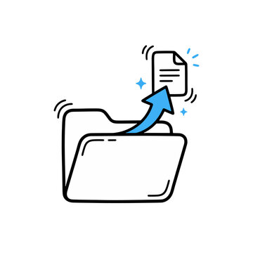 data recovery file transfer icon showing document moving out of folder vector illustration for cloud backup storage and digital migration concept