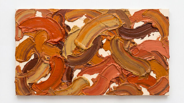 Abstract autumn colored thick oil paint brushstrokes on canvas for warm seasonal backdrop