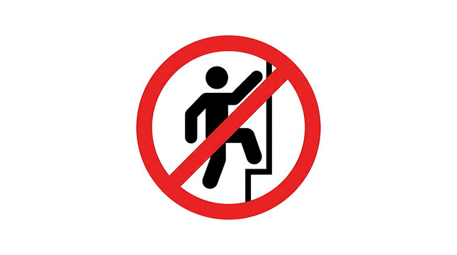 No Climbing Sign: A Red Circle with a Diagonal Line Over a Silhouette of a Person Climbing.