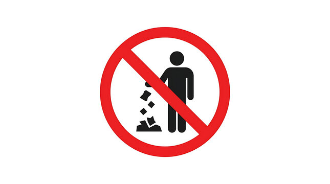 No Littering Sign: A Symbol Prohibiting Waste Disposal in Public Areas.