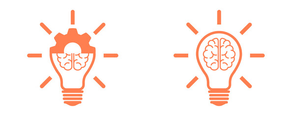 Coral Knowledge Brain and Settings Icon Set Isolated on Transparent Background PNG Vector Symbols © House of Designs