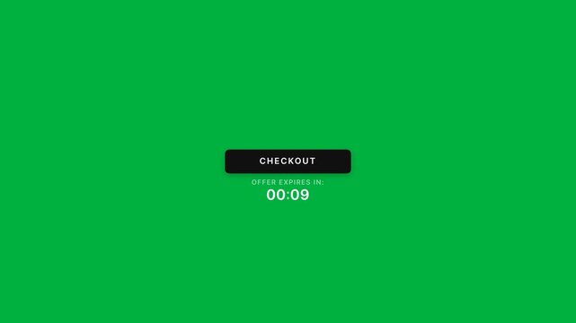 Digital countdown timer on green background, time measurement, loading progress, UI element for web