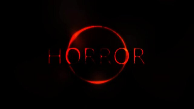 An unsettling, digitally generated title card for a horror film, featuring glowing red text and a circular motif, generated from mathematical equations