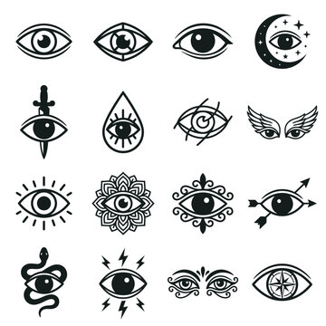 Collection of Mystical Eye Symbols.