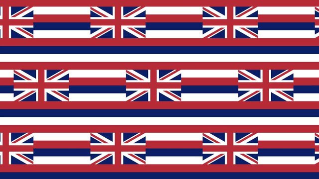 Hawaii State Flag Seamless Repeating Pattern Motion Graphic Background.