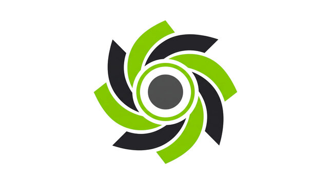 Abstract spiral pinwheel logo. Geometric rotation symbol. Modern technology branding. Clean vector illustration