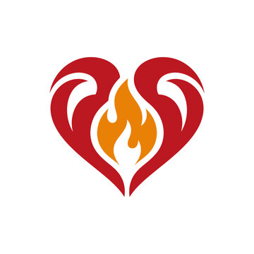 Fiery Heart Shape Logo Design.