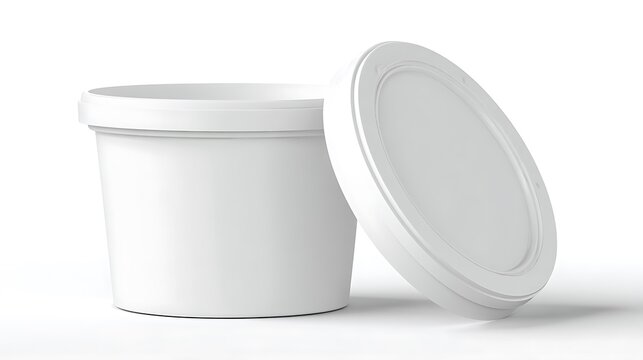 White Disposable Food Container with Lid Eco Packaging Mockup