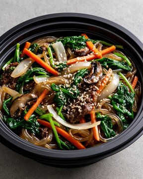 Japchae, Korean stir-fried glass noodles