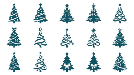 Obraz premium Collection of Decorative Christmas Tree Silhouette Icons for Festive Holiday Season Design Projects pC (315)