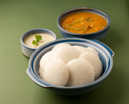 Idly sambhar and chutney morning  traditional breakfast