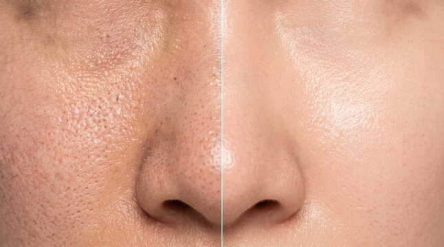 Before and after textured dull skin to clear smooth BHA liquid exfoliation