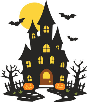 halloween background with haunted house vector illustration