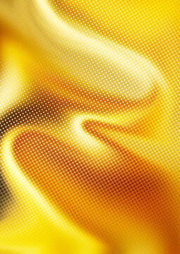 Golden fabric texture with a dotted pattern and flowing curves abstract background