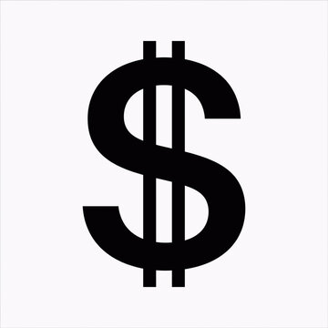 Dollar sign symbol isolated on white background. Minimalist black money icon for financial success and investment.