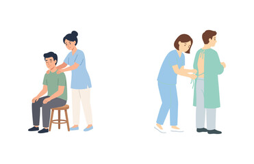 Obraz premium Medical care and nursing assistance illustration depicting patient support and recovery