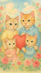 Obraz premium Charming feline family portrait mobile wallpaper