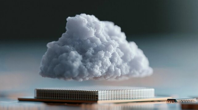 3d rendering of a cloud-like structure on top of a stack of books. the cloud is white and fluffy, and it appears to be floating in the air.