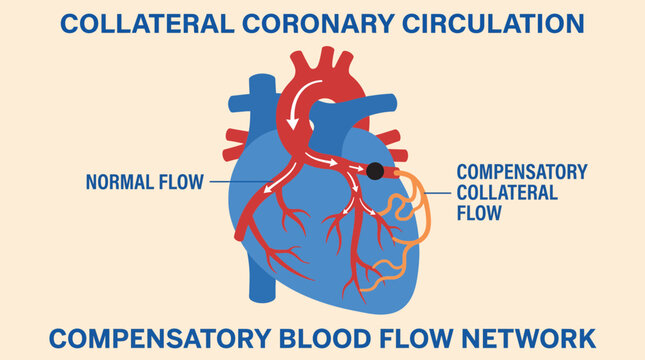 Collateral Coronary Circulation Compensatory Blood Flow Network Diagram